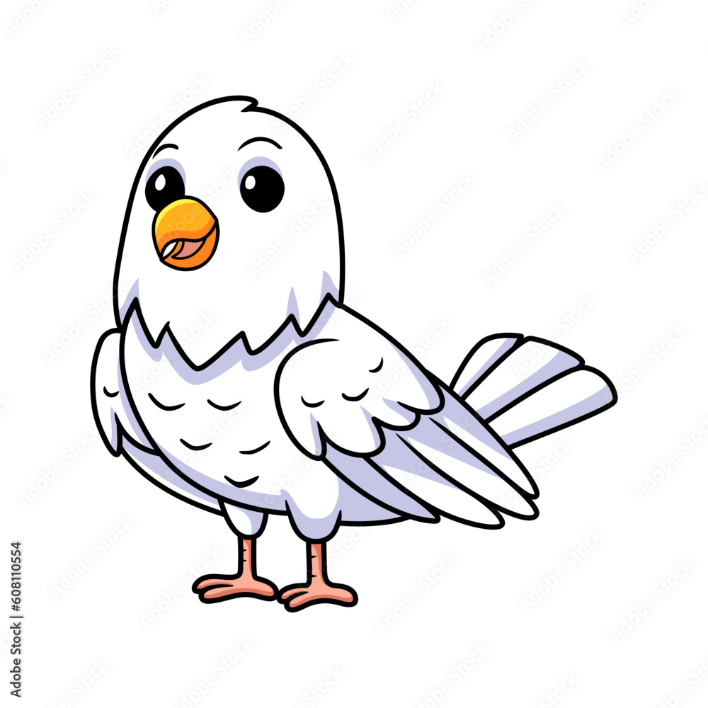 Cute white love bird cartoon
