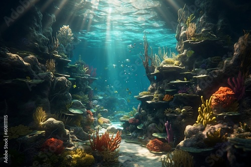 Beautiful Underwater Ocean Scene Image. Generative AI ©  Creative_studio
