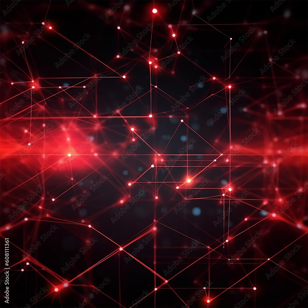 Fototapeta premium Technology network red background.