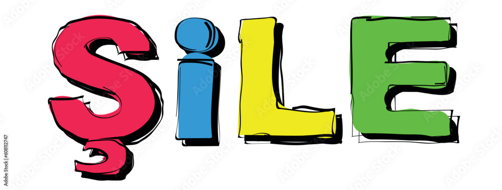 SILE. Handwritten curved bright color text. Doodle outline of letters. Place in Turkey SILE for social network, Turkish web resource, mobile app, game, t-shirt. SILE. Handwritten curved bright color text. Doodle outline of letters. Place in Turkey SILE for social network, Turkish web resource, mobile app, game, t-shirt.