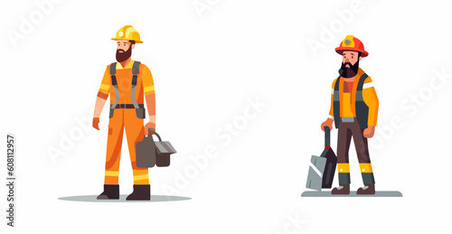 mining man figure cartoon vector flat