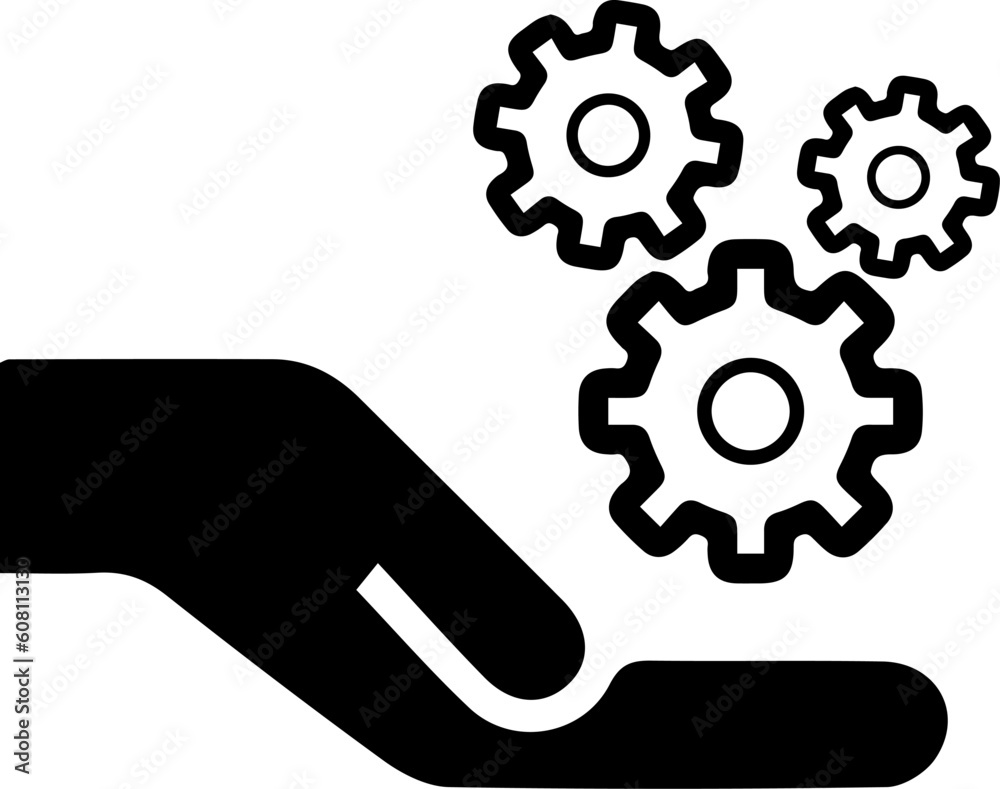 Gears in hand vector icon eps 10. Gears in hand vector icon eps 10.