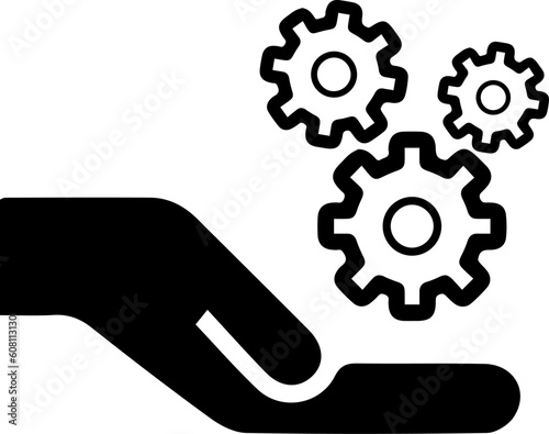 Gears in hand vector icon eps 10.