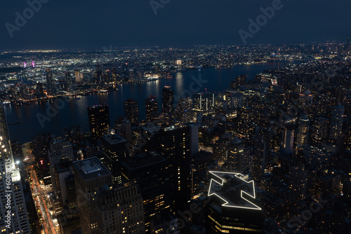 Nighttime New York City Manhattan East River