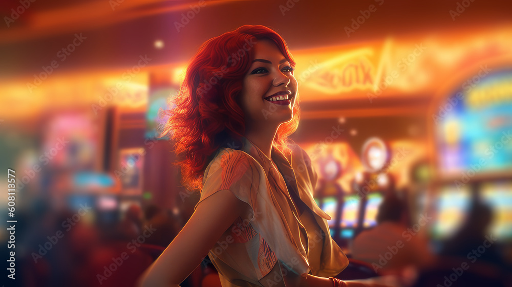 Fototapeta premium plays casino slots. Generative AI