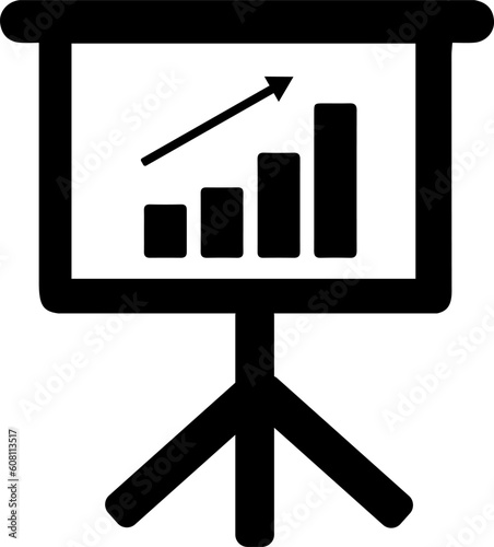 Graph increase on board. Chart up simple isolated illustration.