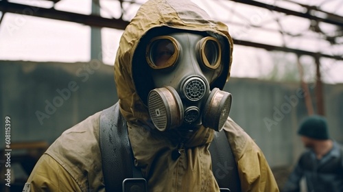 person in gas mask generative ai