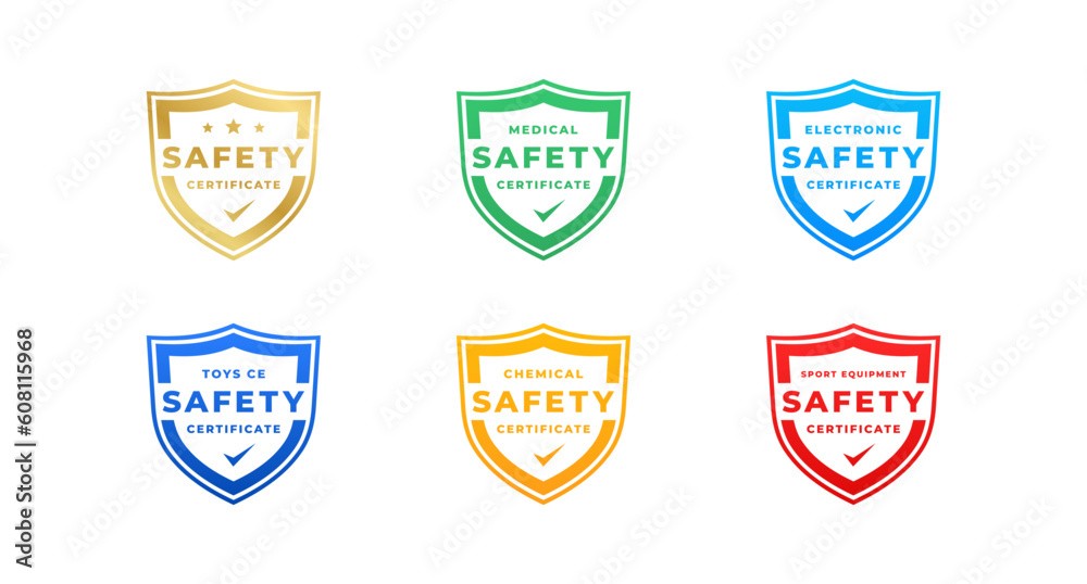 Safety certificate label or Safety certificate logo vector isolated in Flat Style. Best Safety certificate label for product packaging design element. Safety certificate logo for packaging design.