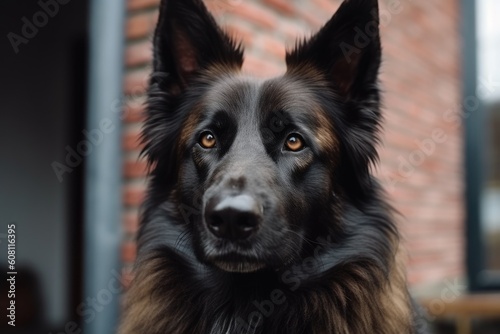 Portrait of a German Shepherd on the background of a brick wall Ai generated © Iftikhar alam