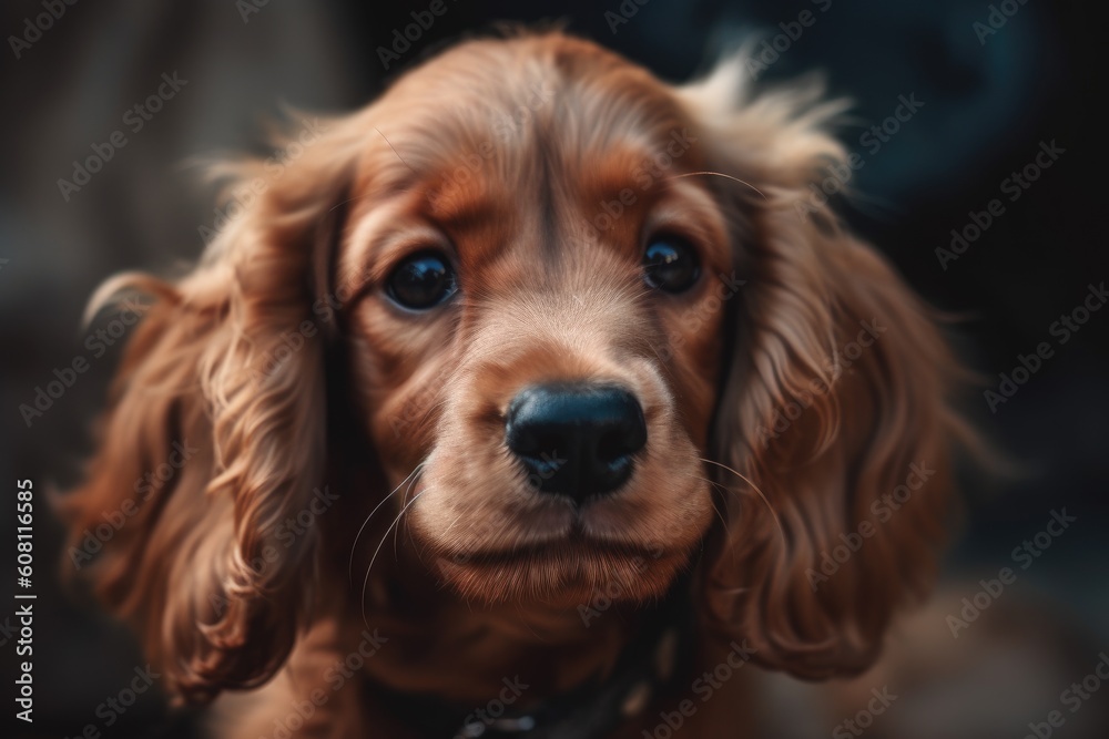 Cocker Spaniel puppy with blue eyes. Closeup portrait Ai generated Cocker Spaniel puppy with blue eyes. Closeup portrait Ai generated