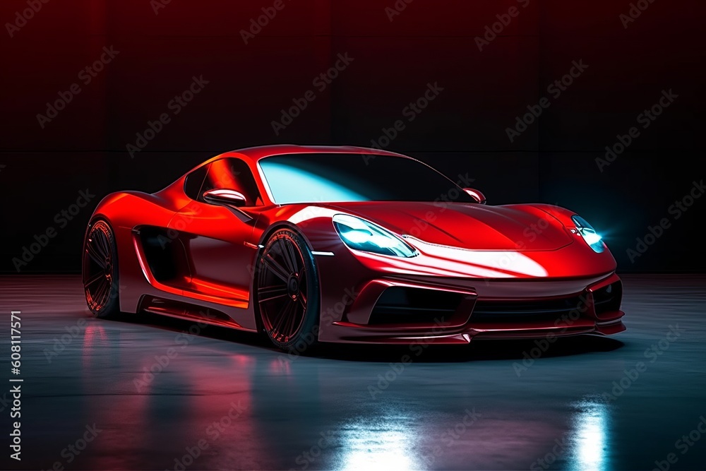 Revolutionary Concept: A Futuristic Red Sports Car That Takes Speed to the Next Level, Generative AI.