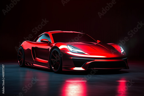 Revolutionary Concept  A Futuristic Red Sports Car That Takes Speed to the Next Level  Generative AI.