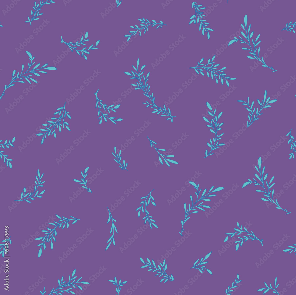 Blooming flowers and leaves, twigs and floral Blooming flowers and leaves, twigs and floral