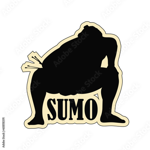 Sumo wrestler silhouette vector illustration.