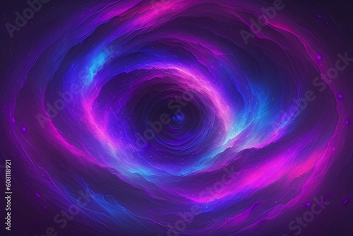 Abstract cosmic spirals twisted into an ethereal tunnel. Generative AI