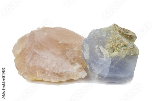 Rose Quartz mineral for accessories industrial isolate on white background