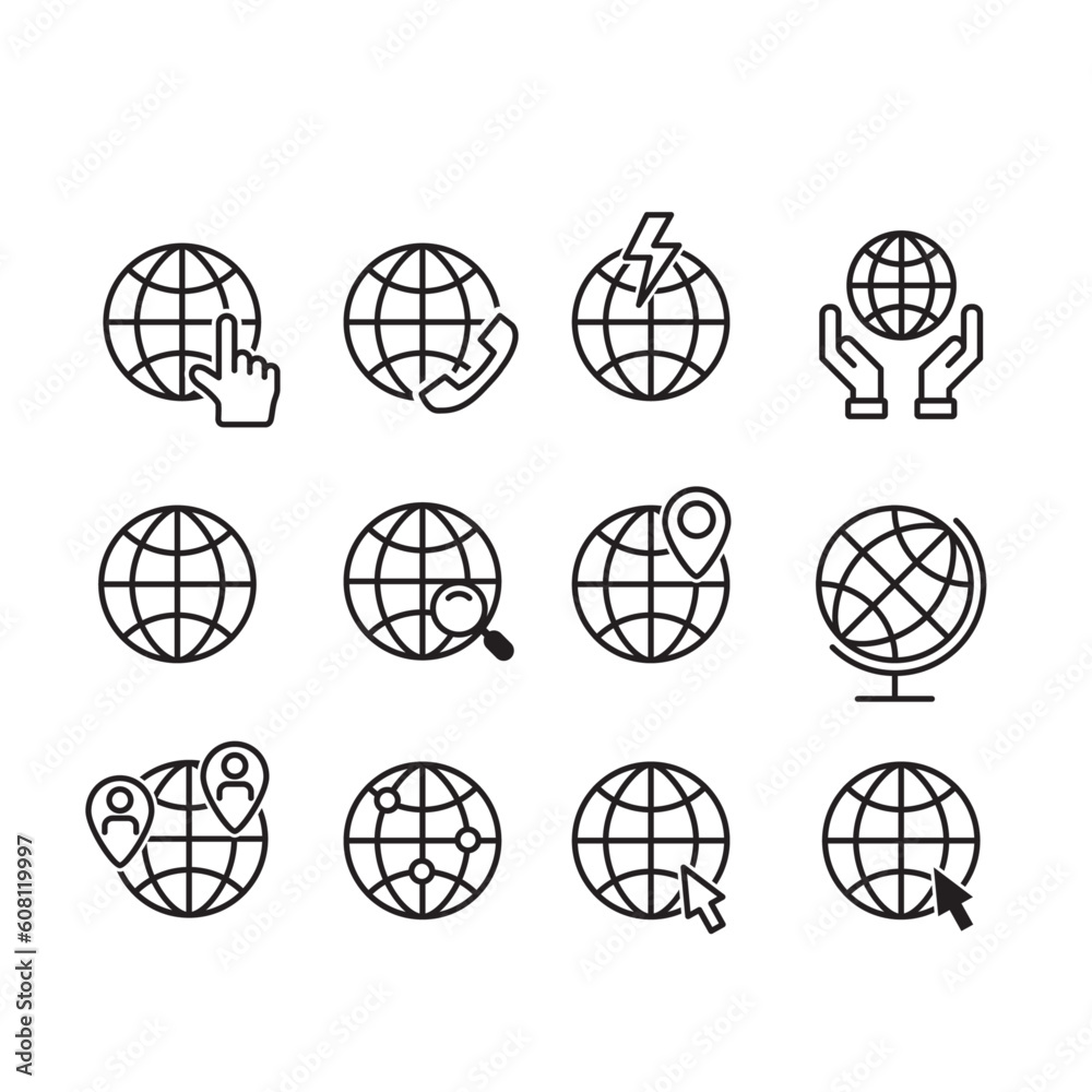world line icon set of vector world line icon set of vector