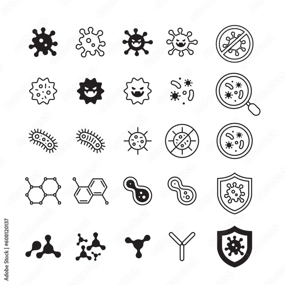 Germs line icon set of vector Germs line icon set of vector