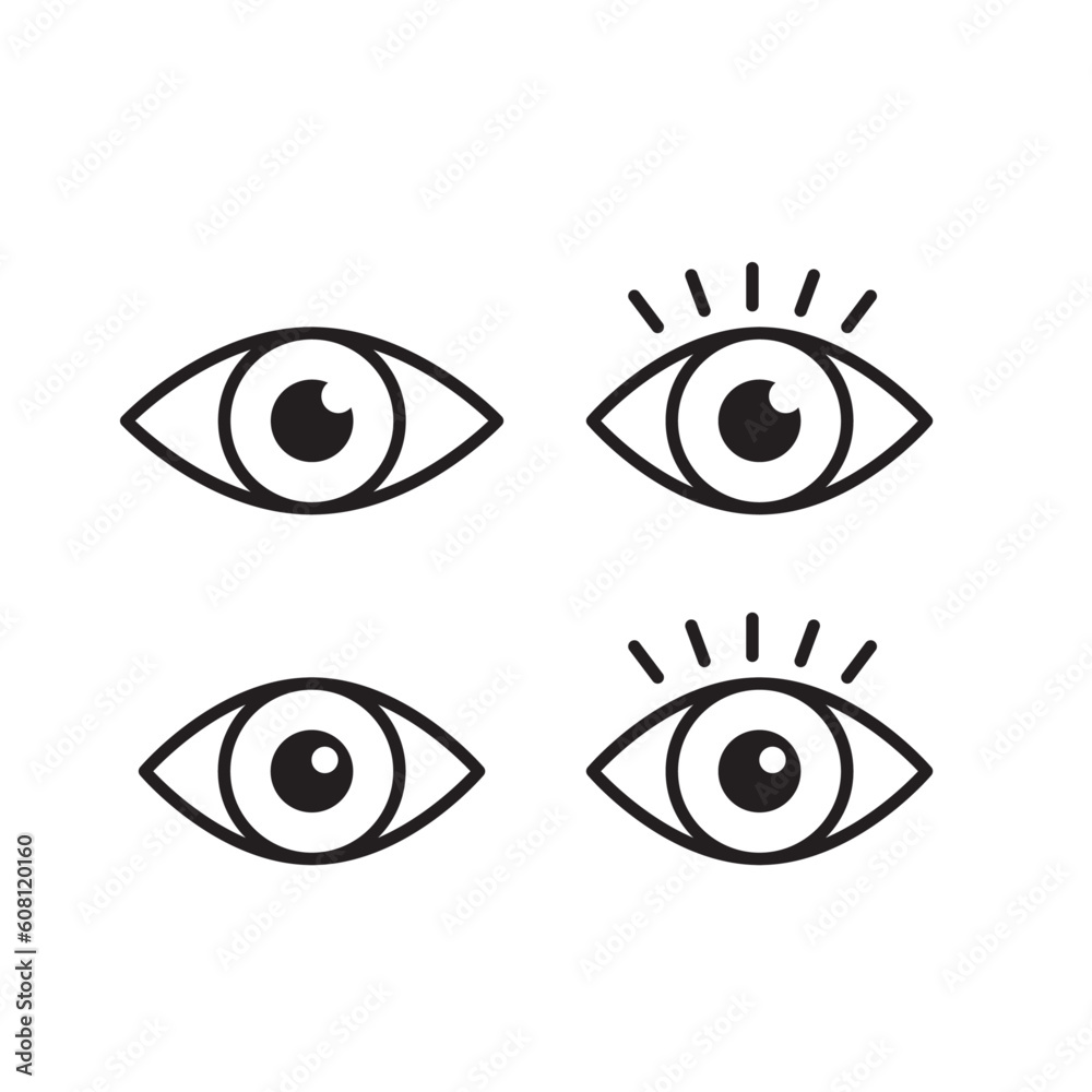 eye line icon set of vector