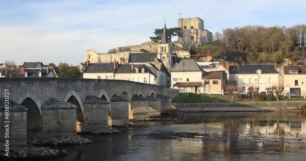Looking across the river Cher to the small town of Montrichard in central France. Looking across the river Cher to the small town of Montrichard in central France.