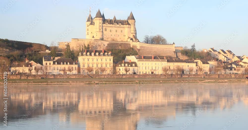 The Chateau de Saumur on the banks of the Loire river in France. The Chateau de Saumur on the banks of the Loire river in France.