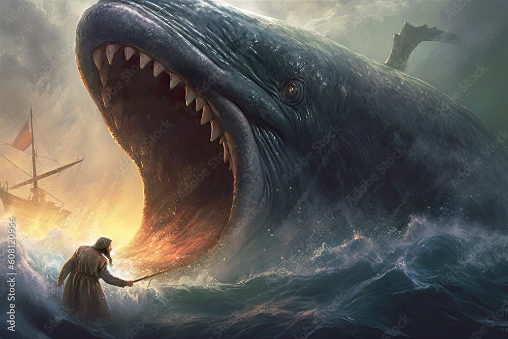 Jonah And The Whale Bible Religious Story Illustration, Generated Ai ...