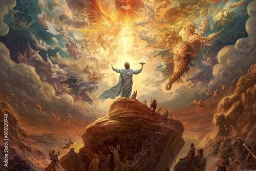 God creating the World Bible story religious illustration, generated ai, generated, ai photo