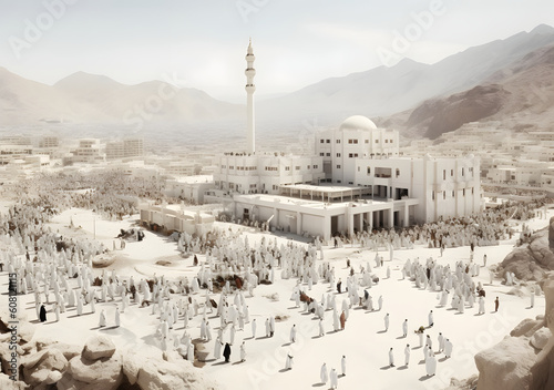 Arafah beautiful illustration background, Landscape of the Kaaba in Mecca