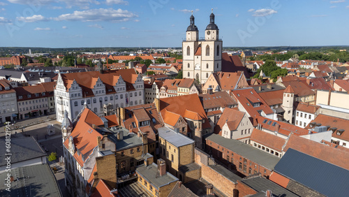 view of the old town Lutherstadt Wittenberg in germany