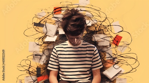 A vivid representation of the ADHD concept, highlighting elements of focus, distraction, and brain functioning. The image encompasses the complex nature of this cognitive condition. Generative AI