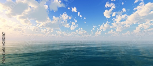 Canvas Print Very beautiful seascape with clouds on a blue sky, 3d rendering