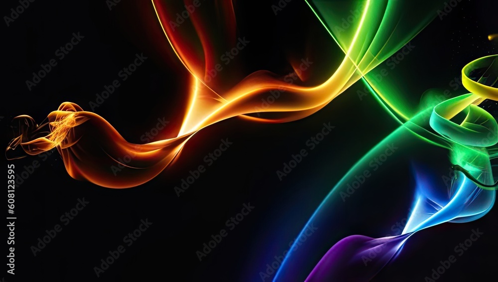 Beautiful colorful smoke abstract on black background. Concept for design. Generative AI