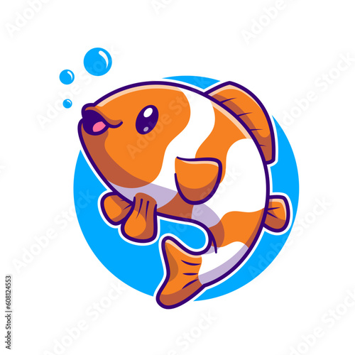 Cute Clownfish Swimming Cartoon Vector Icon Illustration.
Animal Nature Icon Concept Isolated Premium Vector. Flat 
Cartoon Style