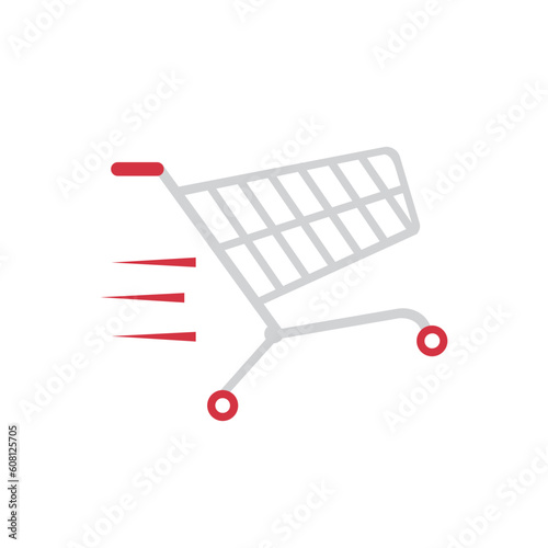 Empty supermarket trolley isolated, grocery shopping and offers concept