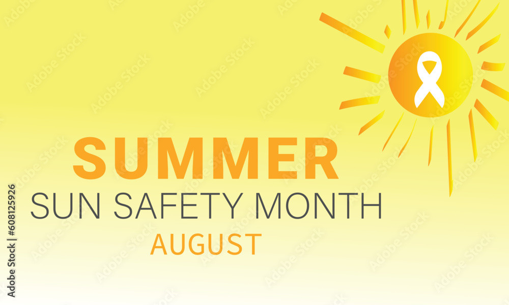 Fototapeta premium August is summer sun safety month. background, banner, card, poster, template. Vector illustration.