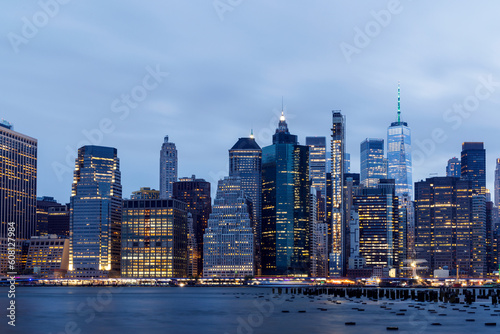 Manhattan skyline in New York at night