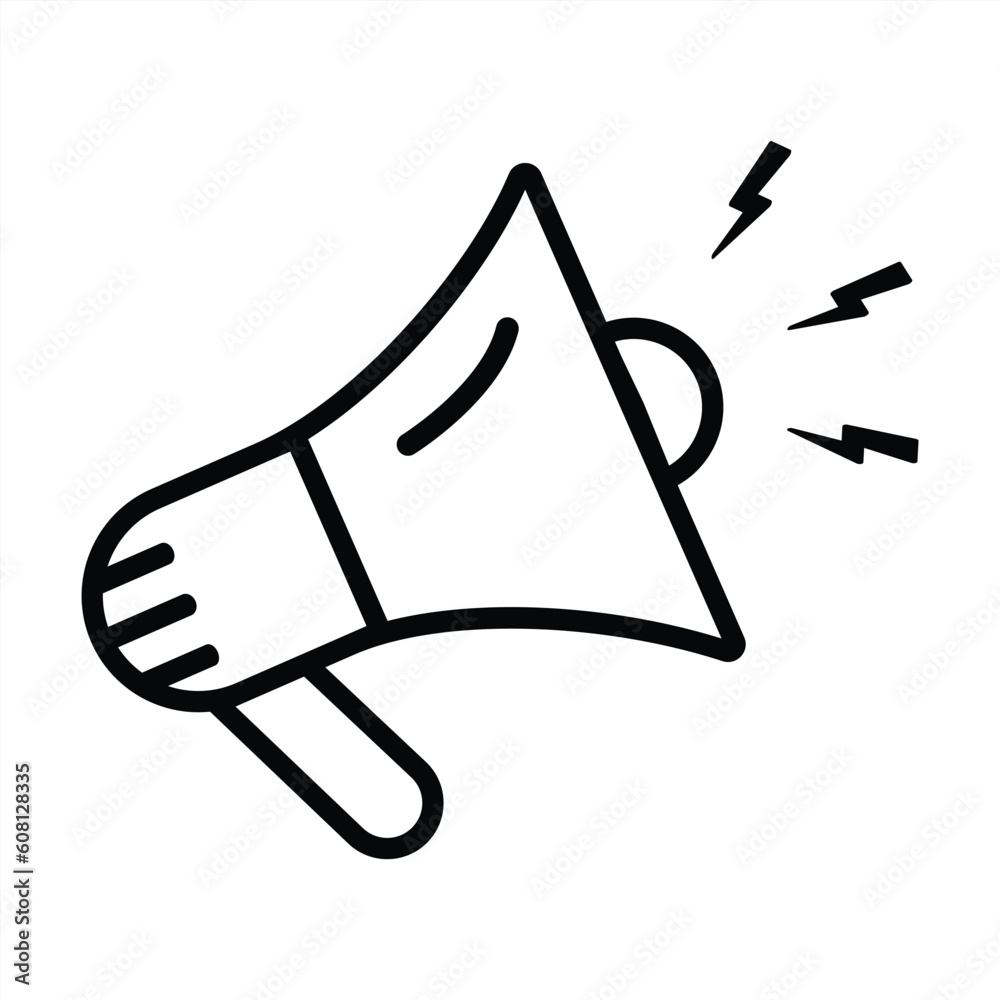 Megaphone icons. Loudspeaker megaphone icon. Advertising and marketing concept. Line style. Megaphone and loudspeaker icon sign and symbol. Vector illustration.