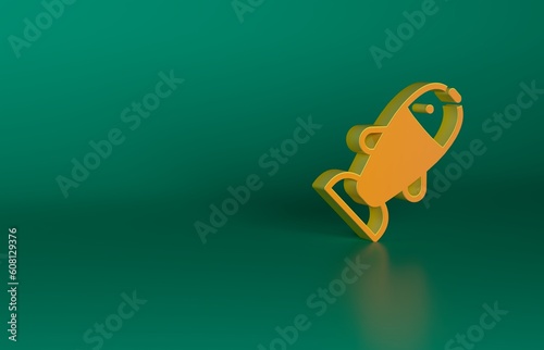 Orange Fish icon isolated on green background. Minimalism concept. 3D render illustration © Kostiantyn