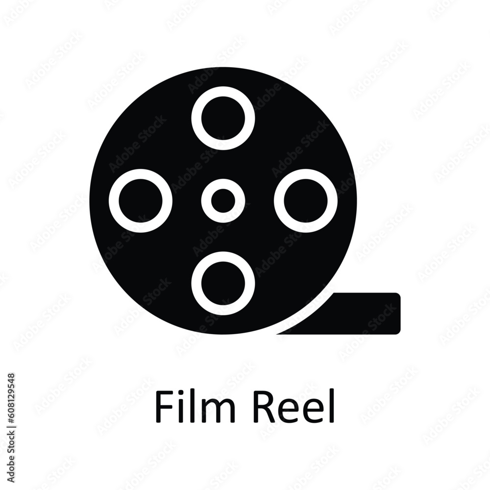 Fototapeta premium Film Reel Vector Solid Icon Design illustration. User interface Symbol on White background EPS 10 File
