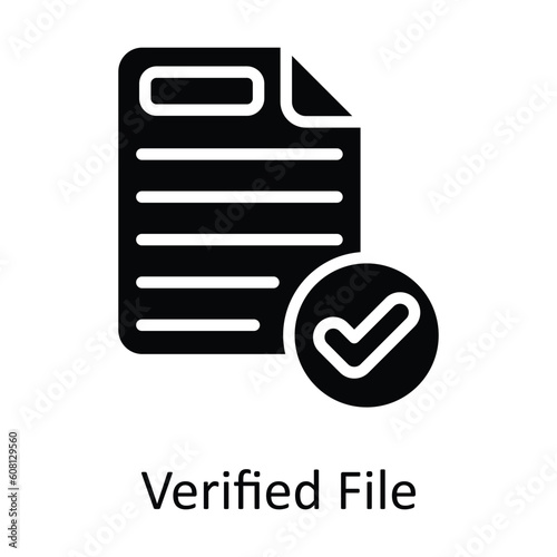 Verified File Vector Solid Icon Design illustration. User interface Symbol on White background EPS 10 File