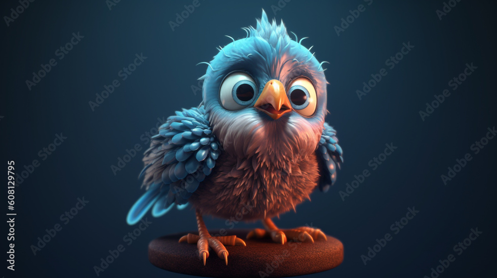Obraz premium Cute Bird 3D. Generative AI