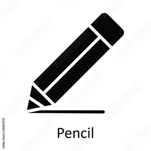 Pencil Vector Solid Icon Design illustration. User interface Symbol on White background EPS 10 File