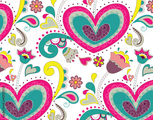 paisley love and sweet stylist trendy flower element beautiful vintage abstract drawing art pattern background decoration decor