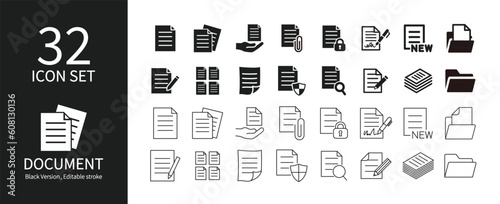 Icon set related to documents and files