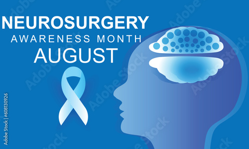 August is Neurosurgery awareness month. background, banner, card, poster, template. Vector illustration.