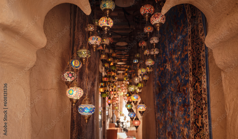 Fotografie Al seef old historical district with traditional Arabic architecture