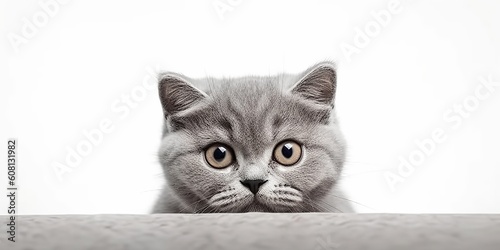 AI Generated. AI Generative. Photo realistic illustration of british blue grey cat face animal pet. Graphic Art Illustration