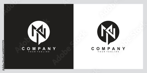 MN Initial Letter Icon Logo Design Vector Illustration