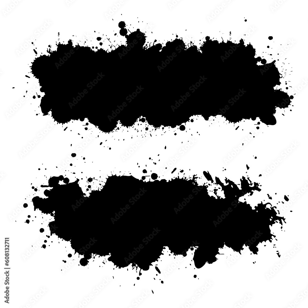 Ink drops and splashes. Blotter spots, liquid paint drip drop splash and ink splatter. Artistic dirty grunge abstract spot vector set. Illustration monochrome drip splash