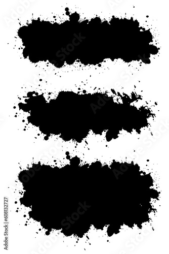 Ink drops and splashes. Blotter spots, liquid paint drip drop splash and ink splatter. Artistic dirty grunge abstract spot vector set. Illustration monochrome drip splash